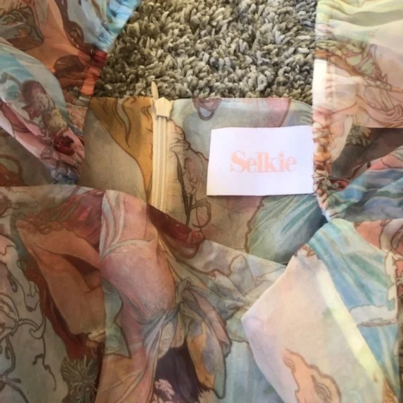 BEST Selkie The Mucha Puff Mini Dress Angel Print Party Cocktail Spring - Picture 7 of 13